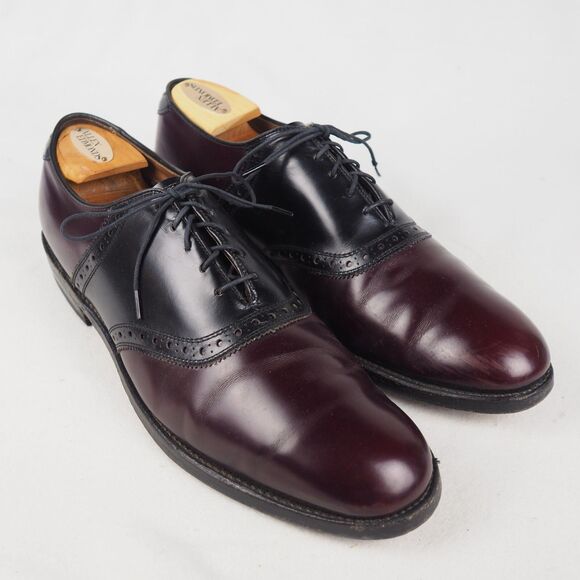 Vintage Allen Edmonds Polo Saddle Oxfords Men\'s 11A Burgundy Black Dress Shoes main image 9